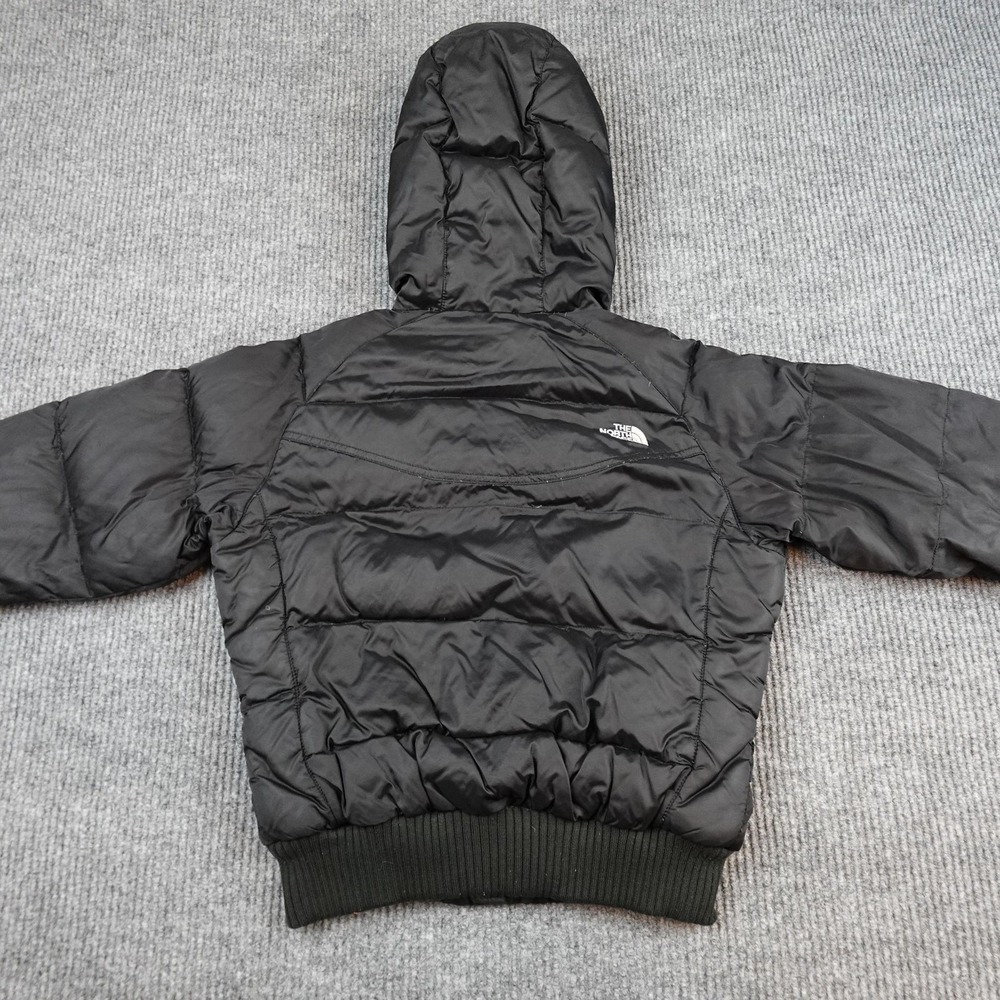 The North Face 550 Down Jacket Womens Small Black Hooded Quilted Puffer Full Zip - Picture 7 of 11